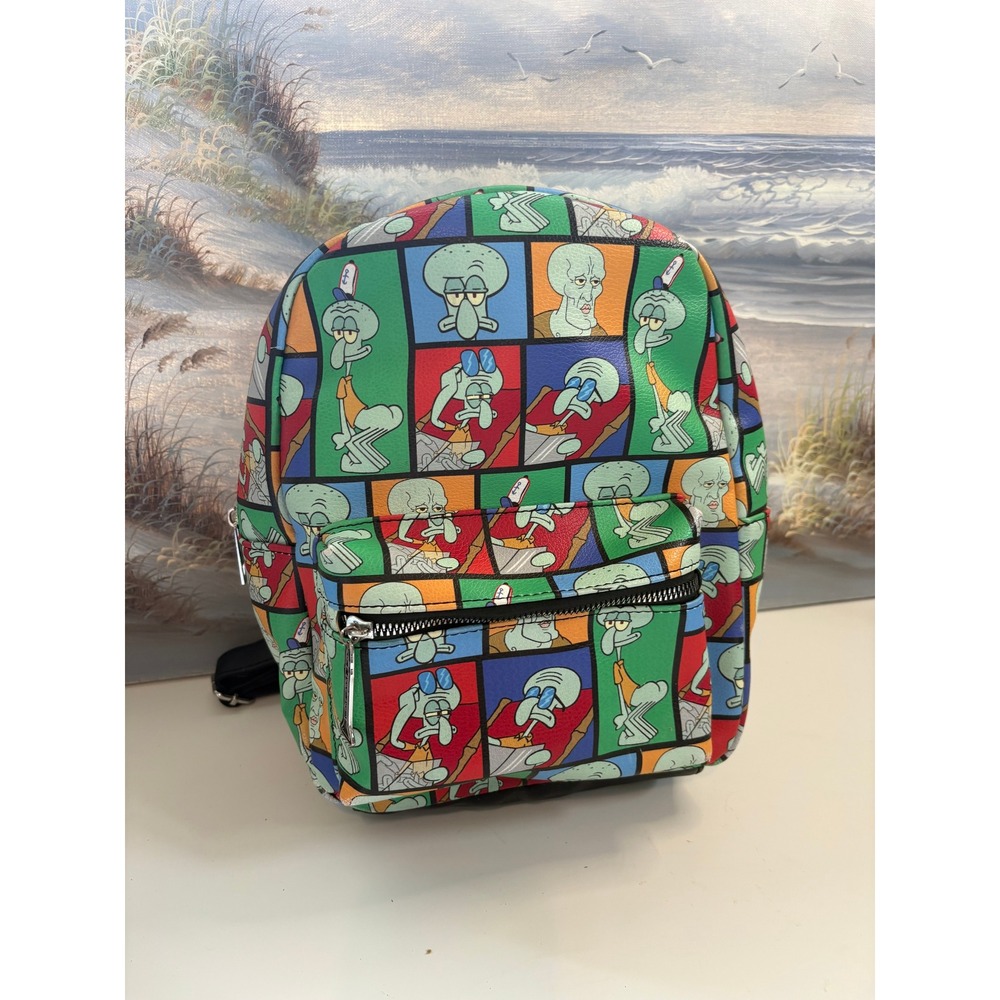 Bioworld SpongeBob Squidward Tentacles Mini Backpack Multi Color Faux Leather